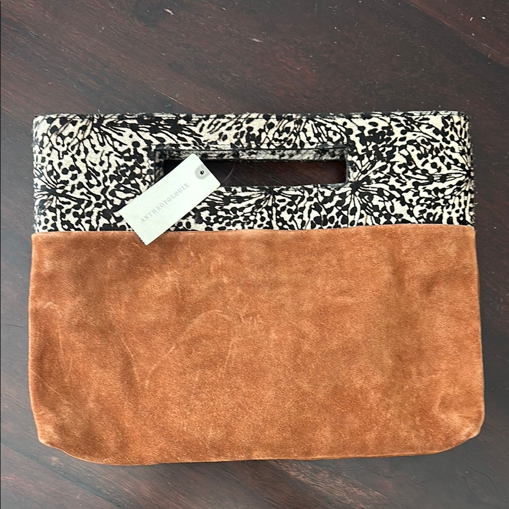Anthropologie Suede Brown and Black Patterned Women's Bag